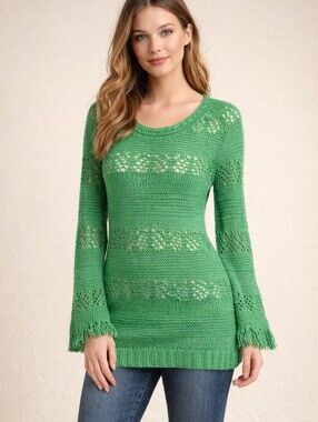 Green Women's knit Sweater mini dress